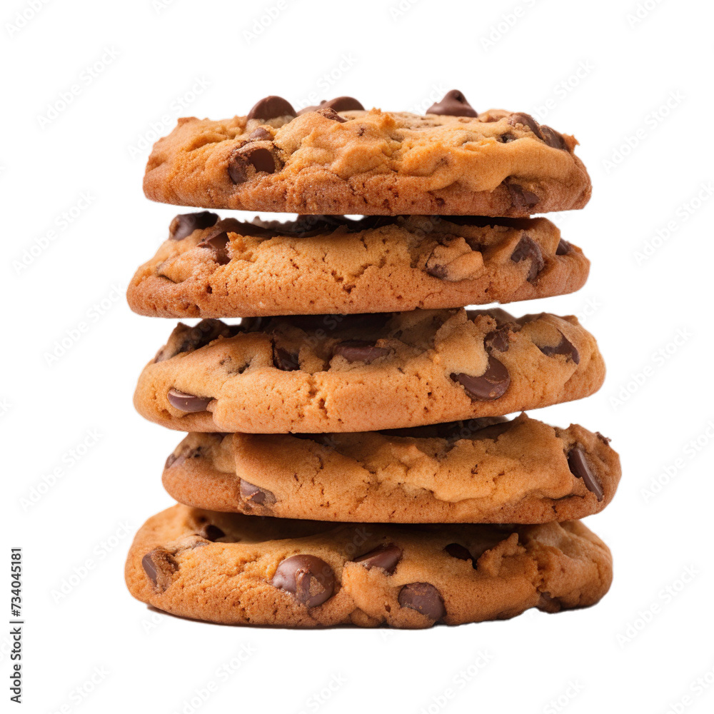 Chocolate chip cookies isolated on transparent background. Chocolate chip cookies isolated on transparent background.