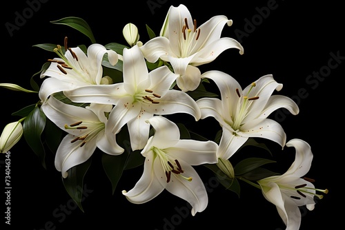 Cluster of lilies seen from above  their elegant petals offering a refined space for your thoughtful text.