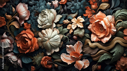 Impasto clay flower pattern for background texture © Taniya