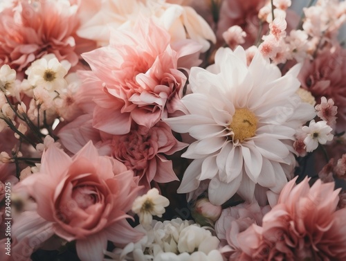 Bunch of pink and white flowers