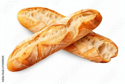 Isolated sliced baguette bread on transparent background. Generative AI