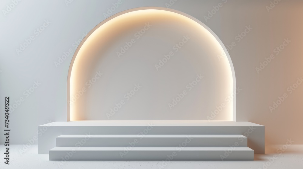 Obraz premium minimal luxury backdrop with Display stand for merchandise wide podium, studio lighting.