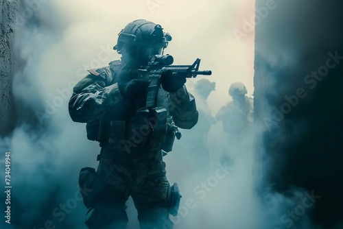 Special Forces in the thick smoke.