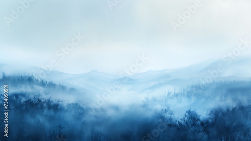 Abstract Background Blue Misty Mountain Silhouettes