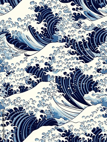 Great kanagawa WAVE --chaos 4 --ar 3:4 --tile --stylize 80 Job ID: 15cdef39-973c-46cb-a49e-06b5521ade8b