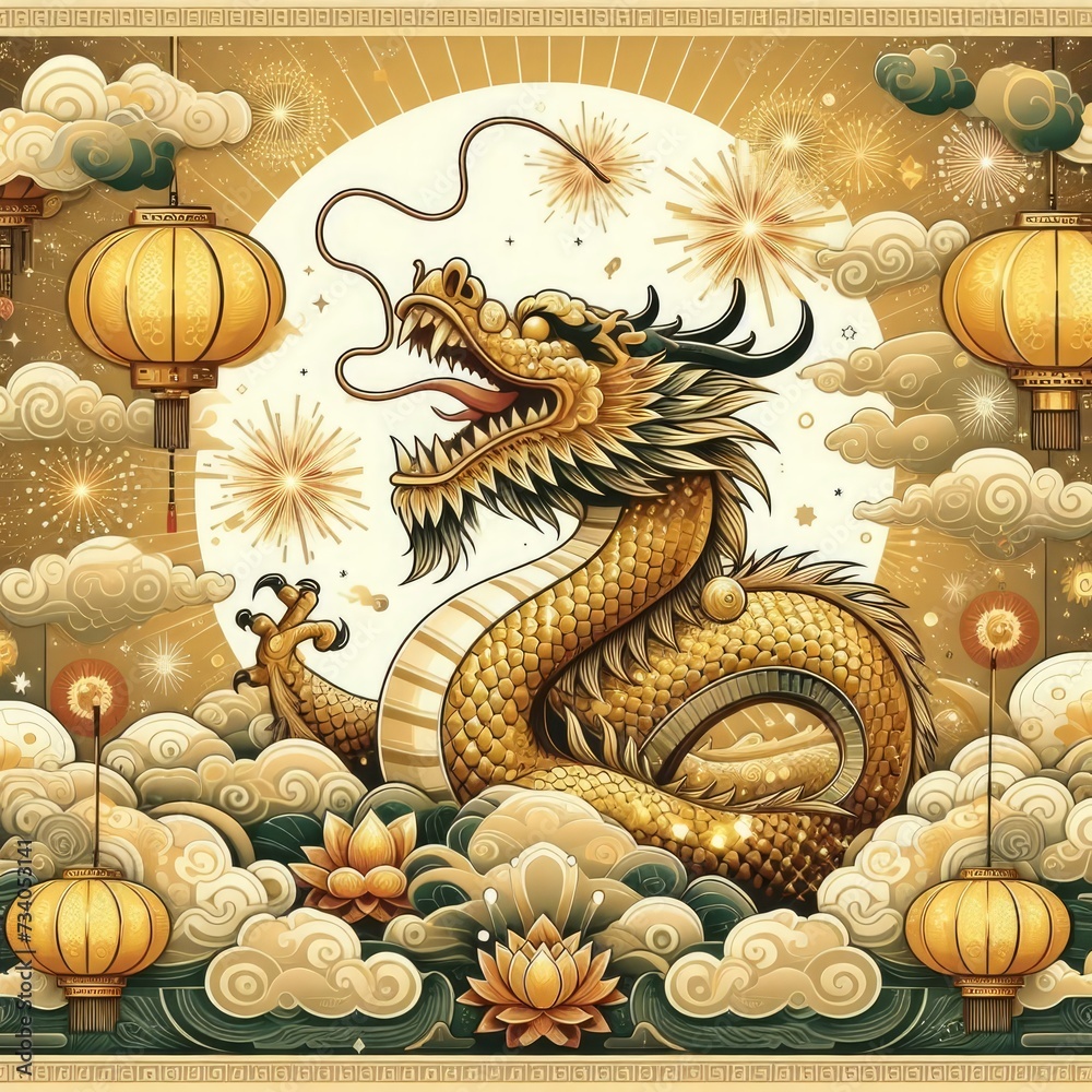 Obraz premium dragon year walpaper illustration