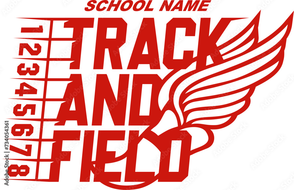track and field team design with winged foot for school, college or league sports track and field team design with winged foot for school, college or league sports