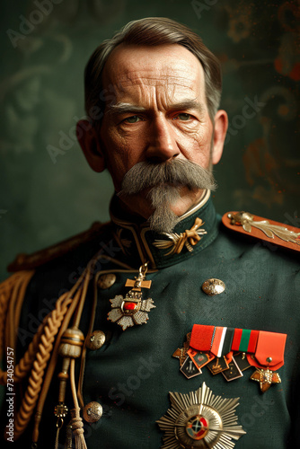Elderly former general of the French army dressed in his leaders uniform Generative AI Illustration