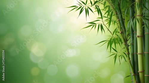 bamboo forest background with light bokeh and blurry background with empty space for text
