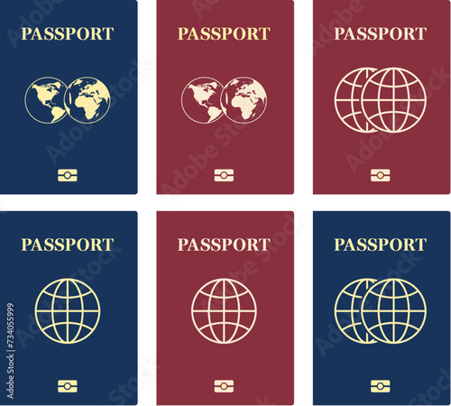 vector blue and red passports. passport cover templates