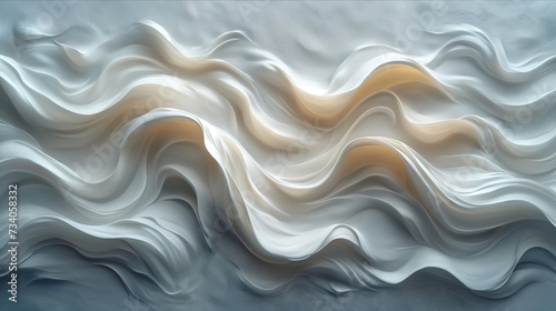 Abstract white acrylic painted fluted 3d painting texture luxury background banner on canvas - White waves swirls. Decor concept. Wallpaper concept. Art concept. 3d concept.