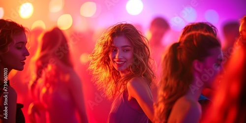 A Vibrant Affair: Young Adults Embrace Joyful Dancing And Bonding At A Party. Concept Party Dance Off, Youthful Energy, Vibrant Outfits, Friendship Bonds, Joyful Memories