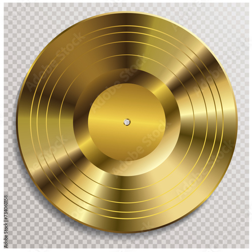 realistic golden vinyl plate, retro music success background