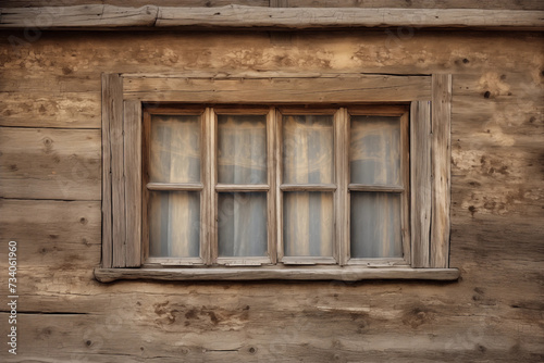 Rustic window on an old wooden house