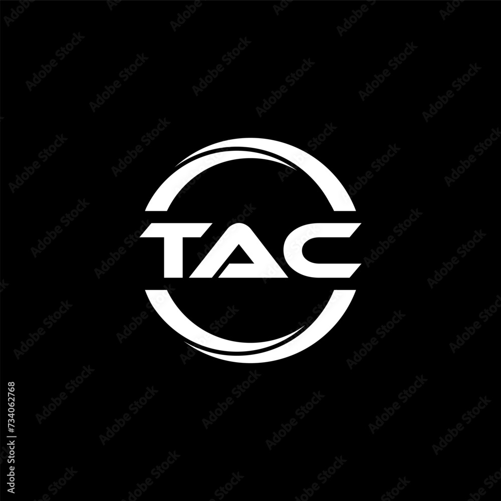 TAC letter logo design with black background in illustrator, cube logo, vector logo, modern alphabet font overlap style. calligraphy designs for logo, Poster, Invitation, etc.