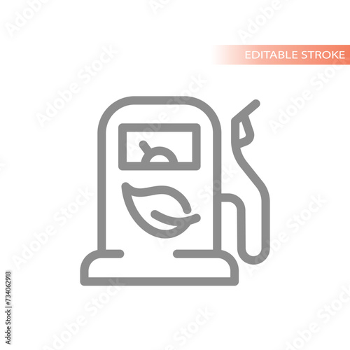 Gasoline pump and biofuel vector icon. Eco gas station line symbol.