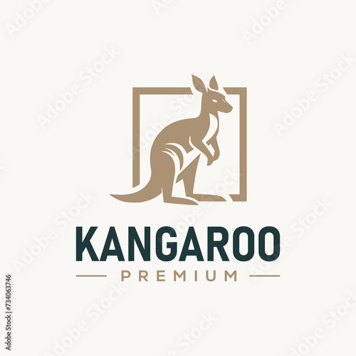 Kangaroo logo, icon vector design template.  flat logo vector kangaroo design