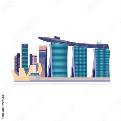 Singapore skylines illustration of building