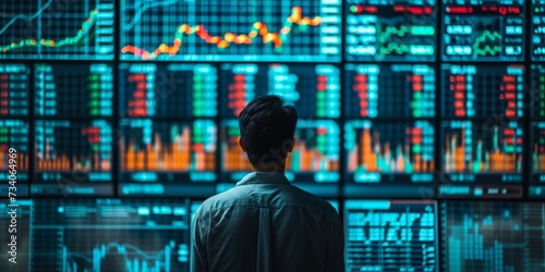 Finance Manager Uses Ai To Analyze Stock Market Data For Investment Strategies. Concept Stock Market Analysis, Ai In Finance, Investment Strategies, Financial Manager, Data-Driven Decision Making