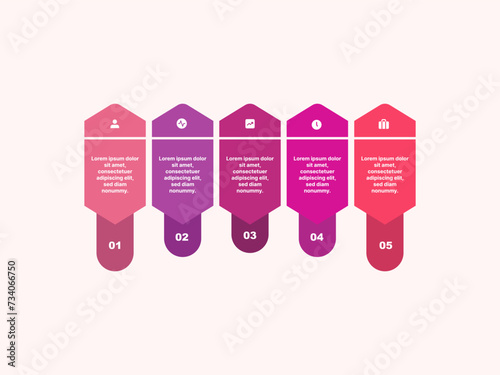Five element stock infographics representing numerical flow used for task charts