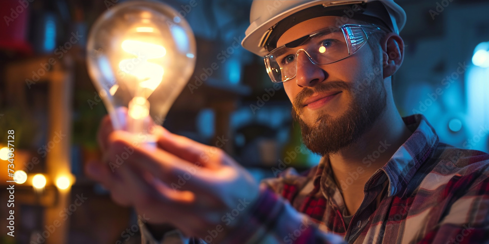 electrician is attentively installing electrician is attentively installing