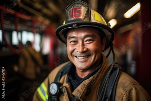 Portrait of a middle aged male firefighter © Geber86