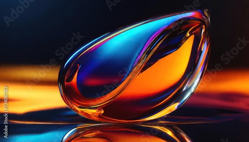  Chromatic glass material abstract fluid shape