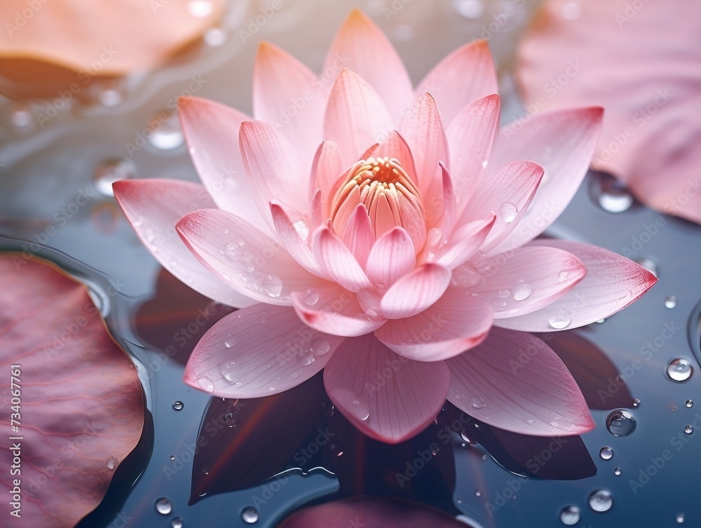 Pink lotus flower with leaves Pink lotus flower with leaves