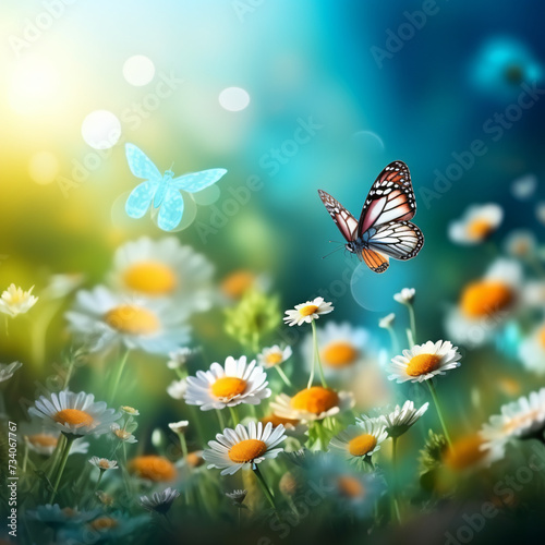 Nature of butterfly and flower in garden using