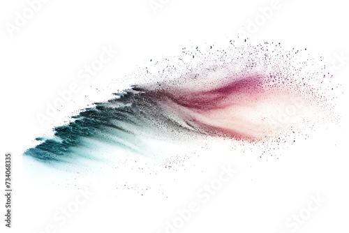 colorful powder is shot over a white background in th