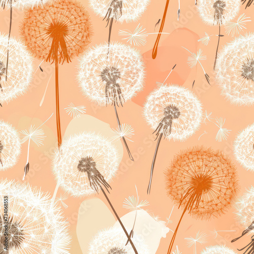 Dandelion Dance  A Whimsical Floral Symphony of Nature s Playfulness and Delicacy  Set against a Serene Blue Meadow .