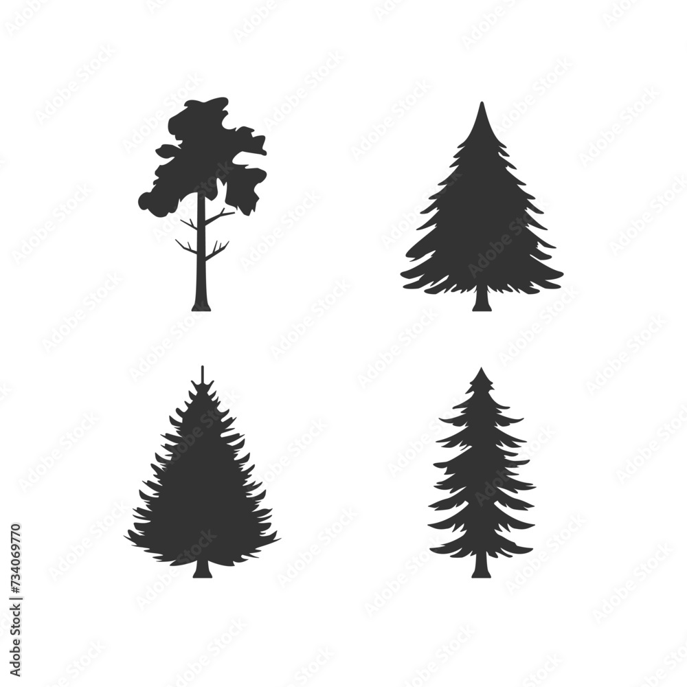Set glyph icons of pine