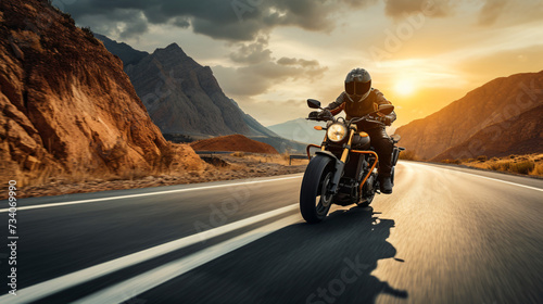 Motorbike on the road riding. Having fun riding. © Creative