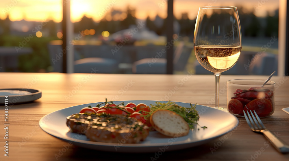 3d rendered photo of wine with food made with generative AI 3d rendered photo of wine with food made with generative AI