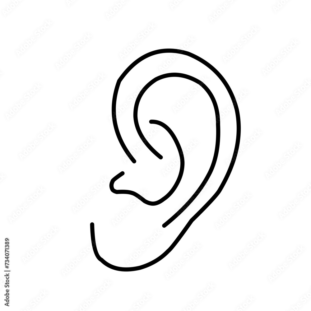 Ear vector icon, hearing symbol