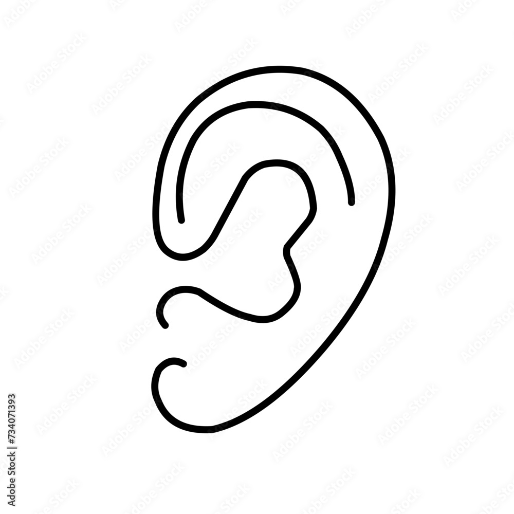 Ear vector icon, hearing symbol Ear vector icon, hearing symbol