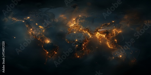 World Map With Interconnected Countries On A Dark Backdrop. Concept Animals In The Wild, Stunning Landscapes, Urban Street Art, Fashion Forward, Delicious Food Photography