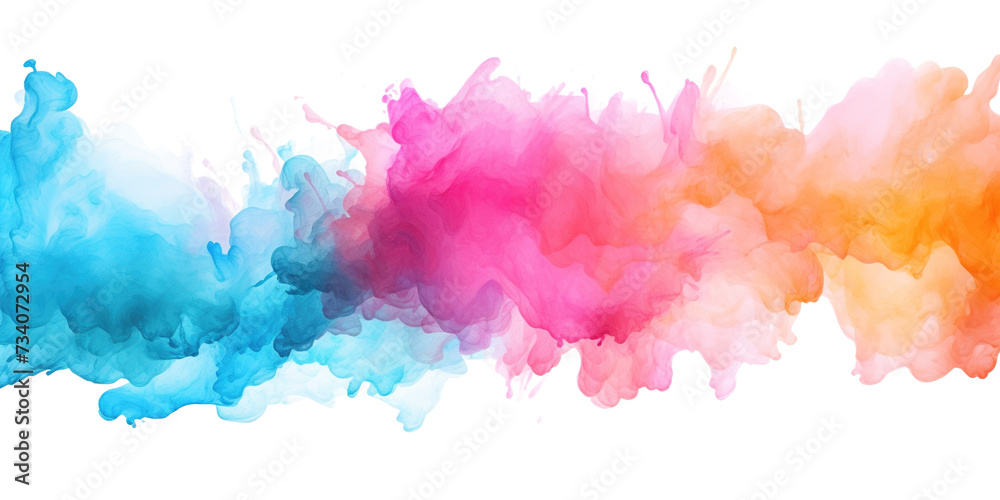 Obraz premium Abstract rainbow watercolor paint shapes isolated on transparent background PNG. Graphic resource, contrasting warm and cold colors, art, artistic expression painting texture