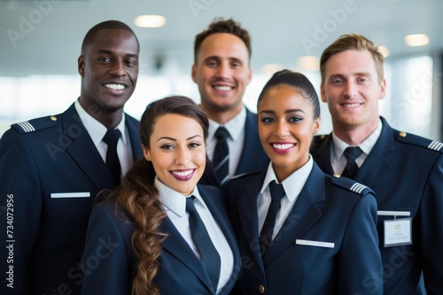 Group portrait of a diverse flight crew