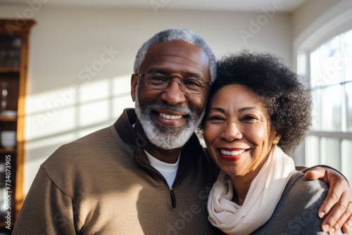 Portrait of a happy senior couple at home © Baba Images