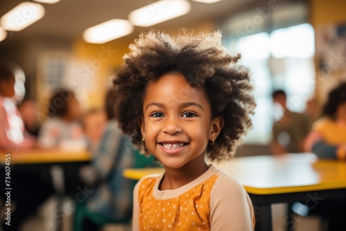 Portrait of a smiling little girl in the kindergarten