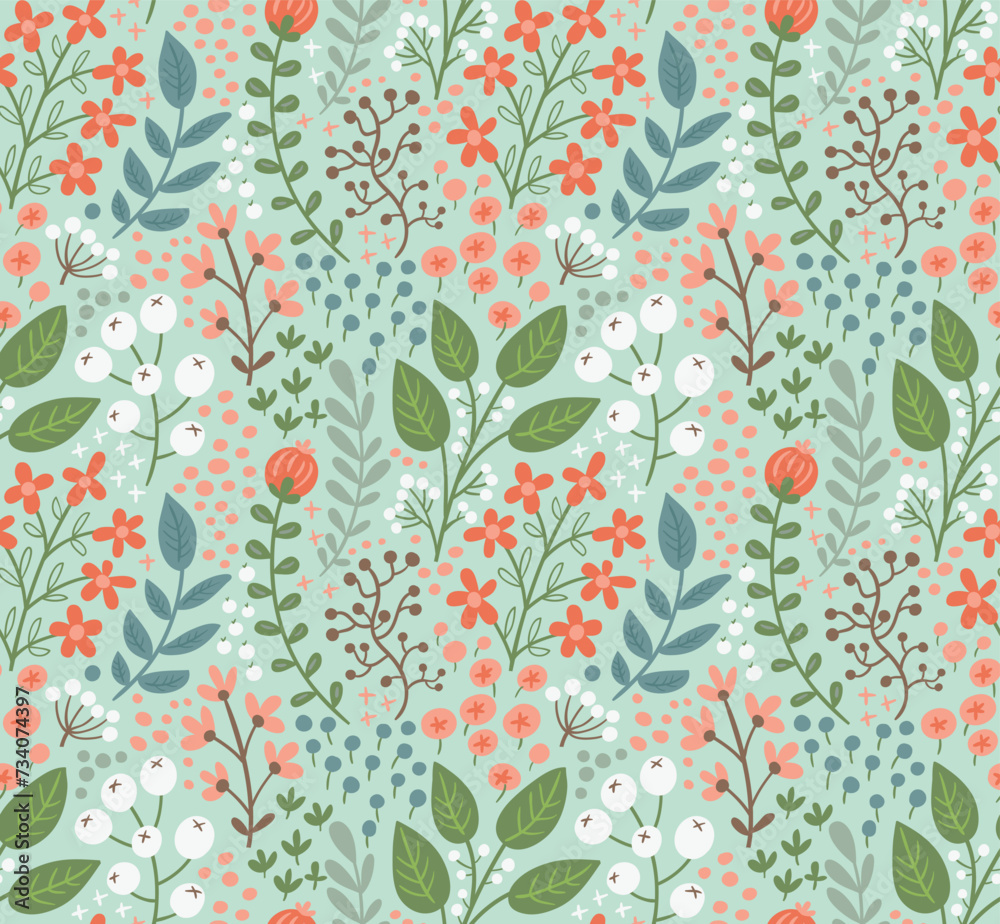 Floral Seamless pattern flower garden with small buds Floral Seamless pattern flower garden with small buds