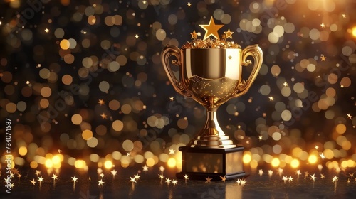 Gold Trophy with Stars