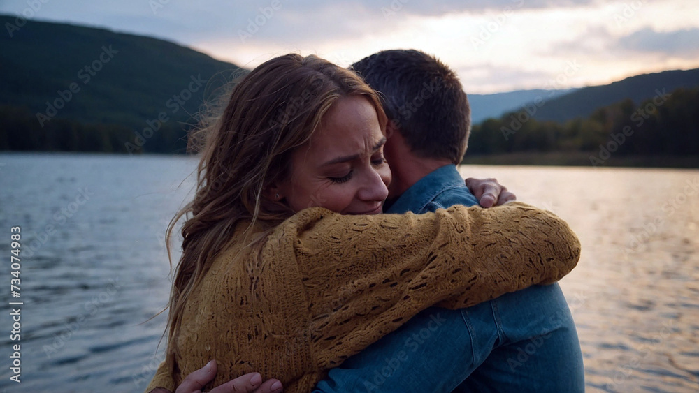 Fototapeta premium emotional hug expresses deep love and attraction