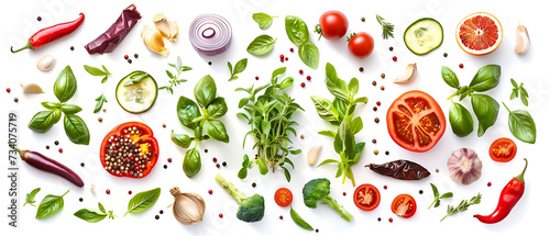 food ingredients on white background to design your r