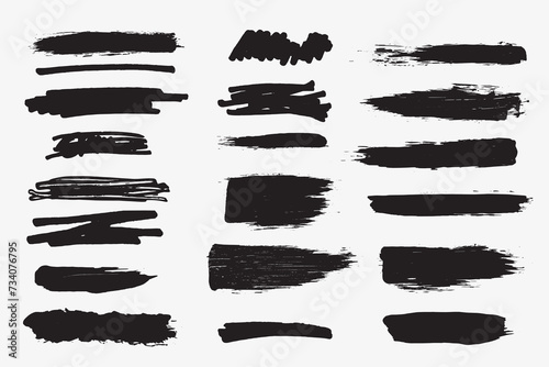 set vector brushes, ink brush strokes