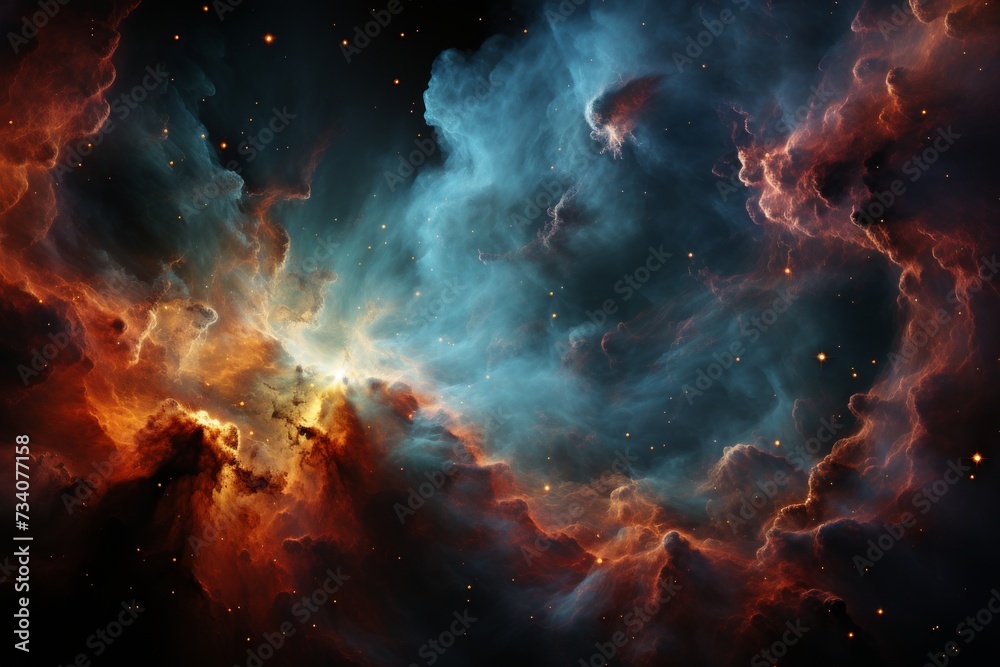 Vibrant Nebula Illuminated by Starlight in Deep Space