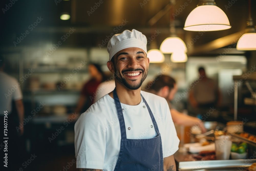 Portrait of a black male chef in a commercial kitchen