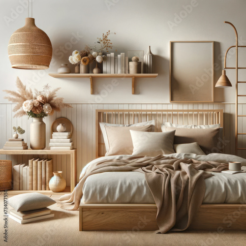 composition of bedroom interior, Template.Design home decor