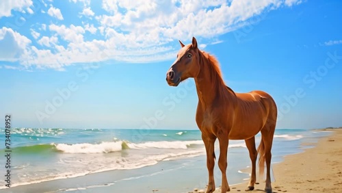 footage of a horse on the beach photo
